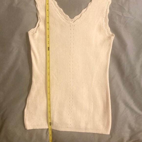 Anthropologie Knitted & Knotted Cream Sweater Sleeveless Boho Size S - Picture 5 of 11